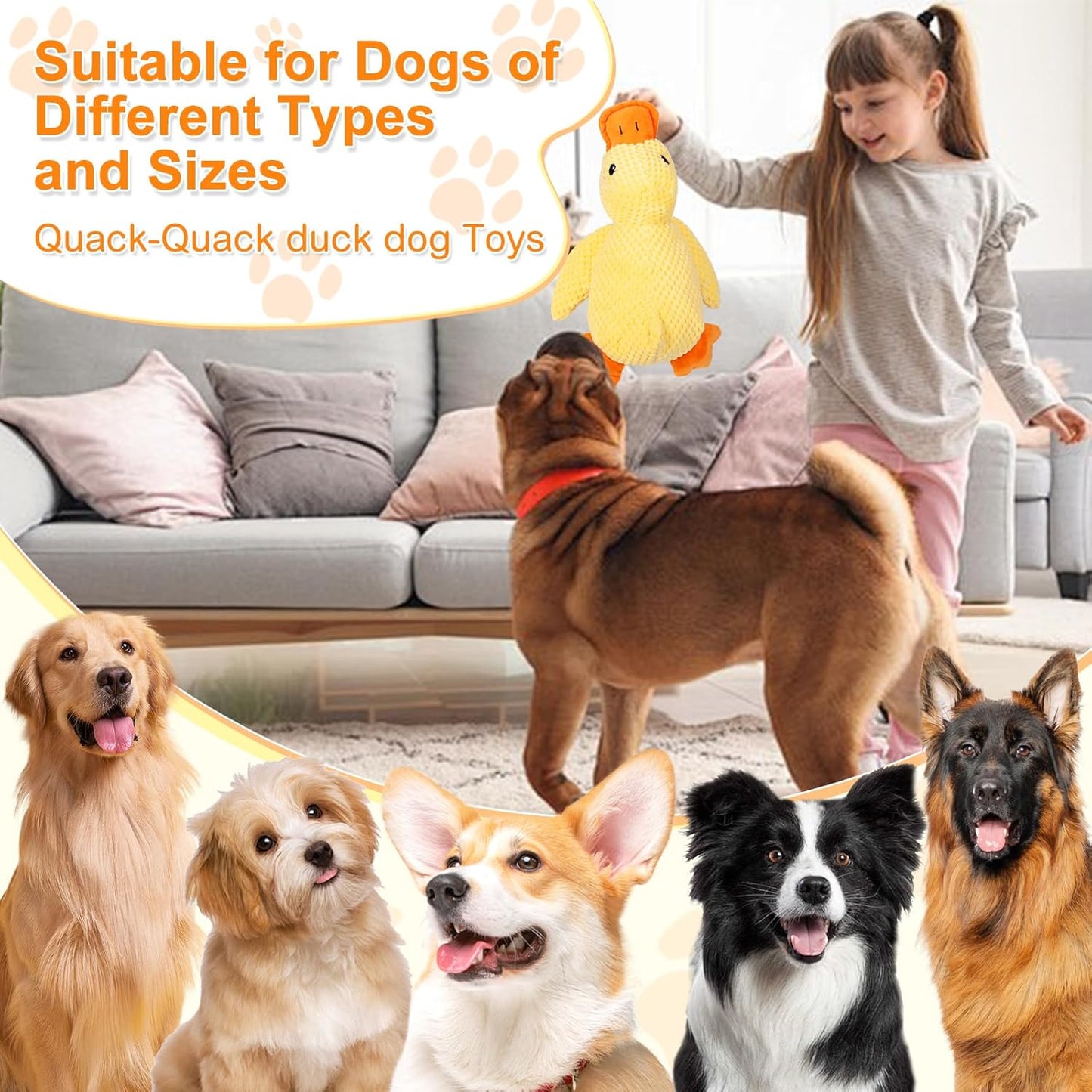 Mellow Dog Calming Duck, 2025 New Yellow Ducks Dog Toy, The Mellow Calming Duck Toy for Dogs, Quacking Sound for Indoor Dogs (Yellow)