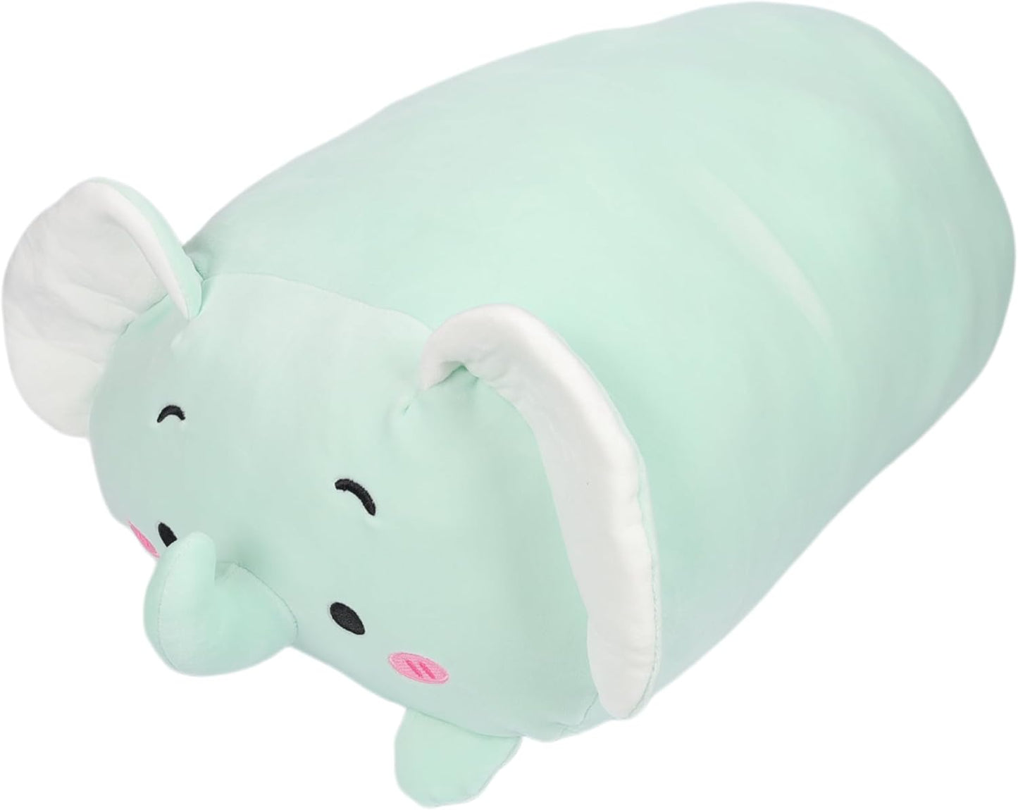 TemBe 23.6 inch Cute Large Elephant Plush Stuffed Animal Pillow, Very Soft Squish Mellow Hugging Toy Gifts for Bedding, Kids Sleeping Cute Pillow (Green Elephant)