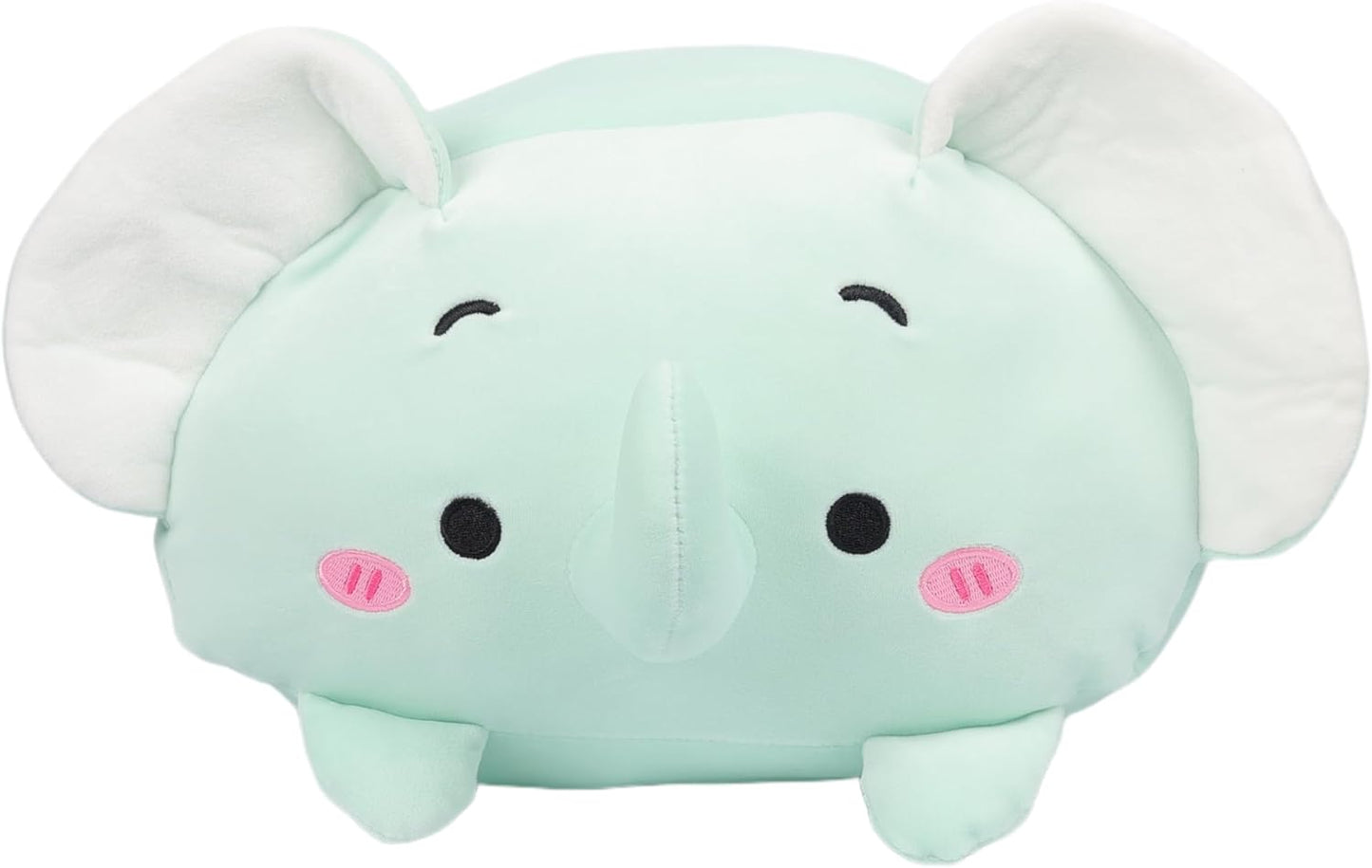 TemBe 23.6 inch Cute Large Elephant Plush Stuffed Animal Pillow, Very Soft Squish Mellow Hugging Toy Gifts for Bedding, Kids Sleeping Cute Pillow (Green Elephant)