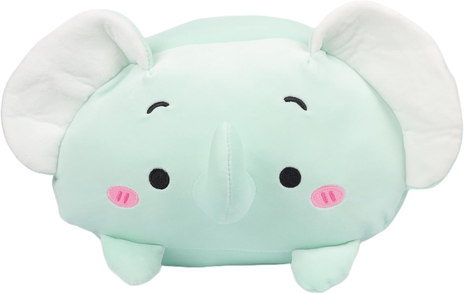 TemBe 23.6 inch Cute Large Elephant Plush Stuffed Animal Pillow, Very Soft Squish Mellow Hugging Toy Gifts for Bedding, Kids Sleeping Cute Pillow (Green Elephant)