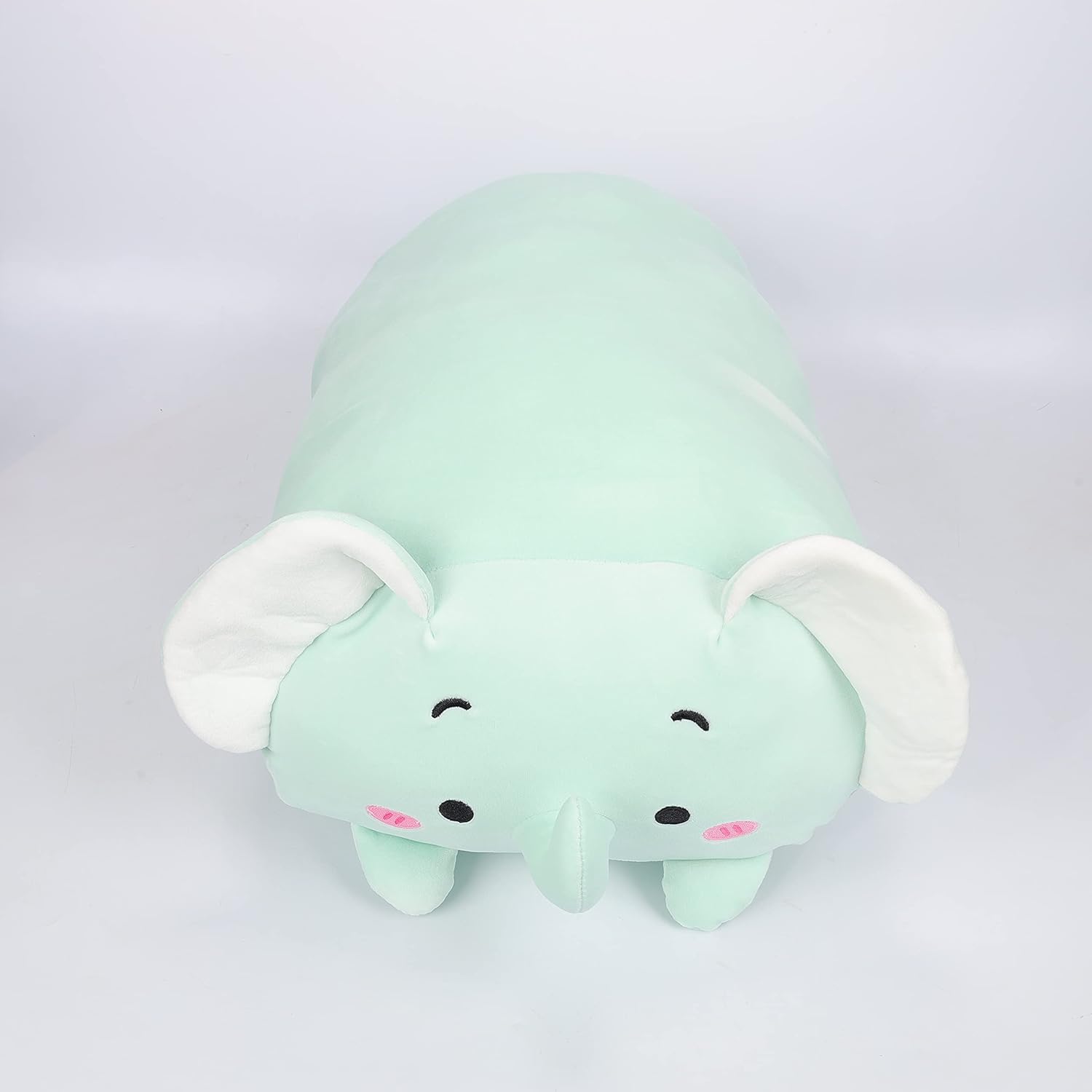 TemBe 23.6 inch Cute Large Elephant Plush Stuffed Animal Pillow, Very Soft Squish Mellow Hugging Toy Gifts for Bedding, Kids Sleeping Cute Pillow (Green Elephant)