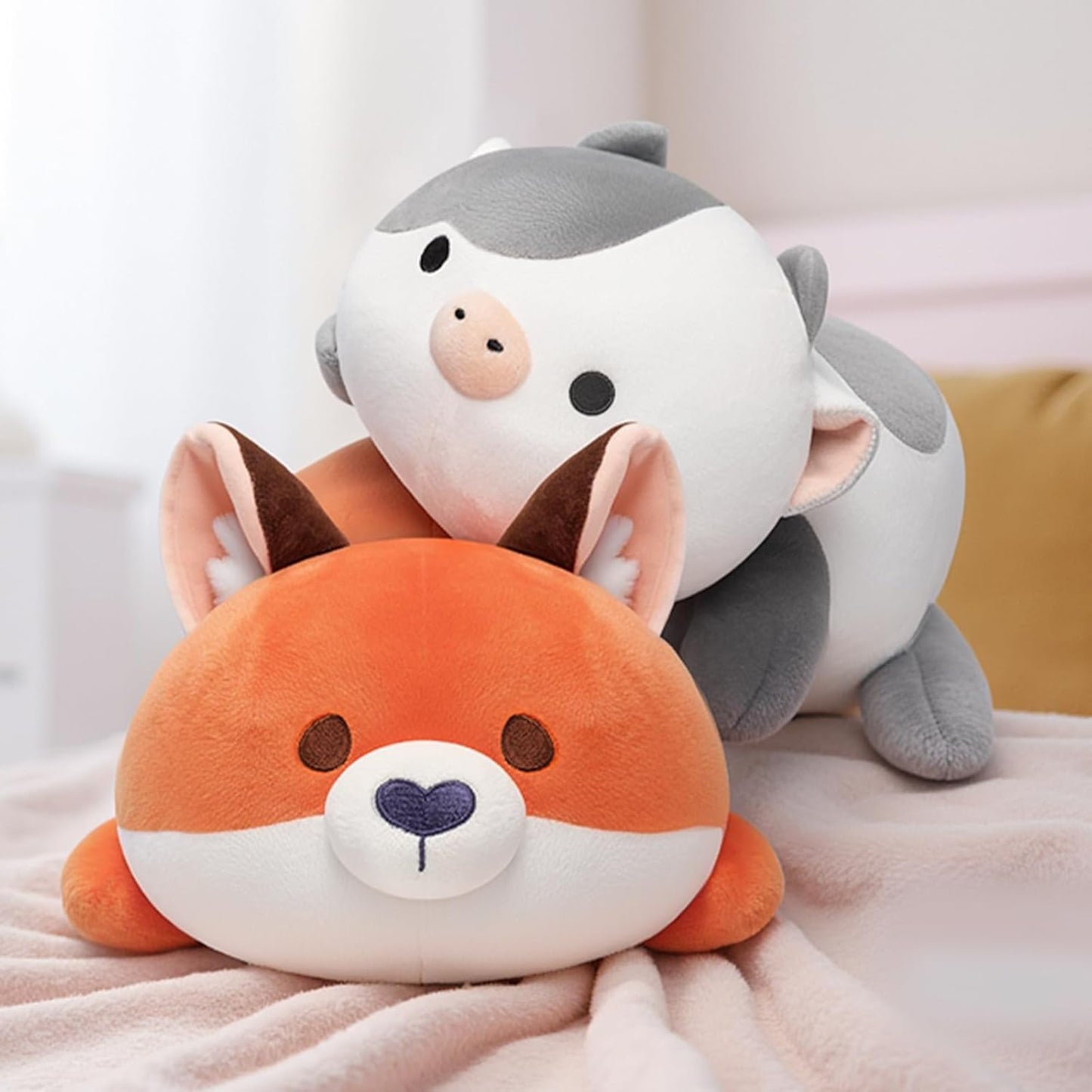 Mewaii Cute Fox Plush Pillow, Kawaii Plushies Red Fox Stuffed Animals, Squishy Plushies, Cuddle Foxes Plush Pillow for Kids & Girls (13 Inch)