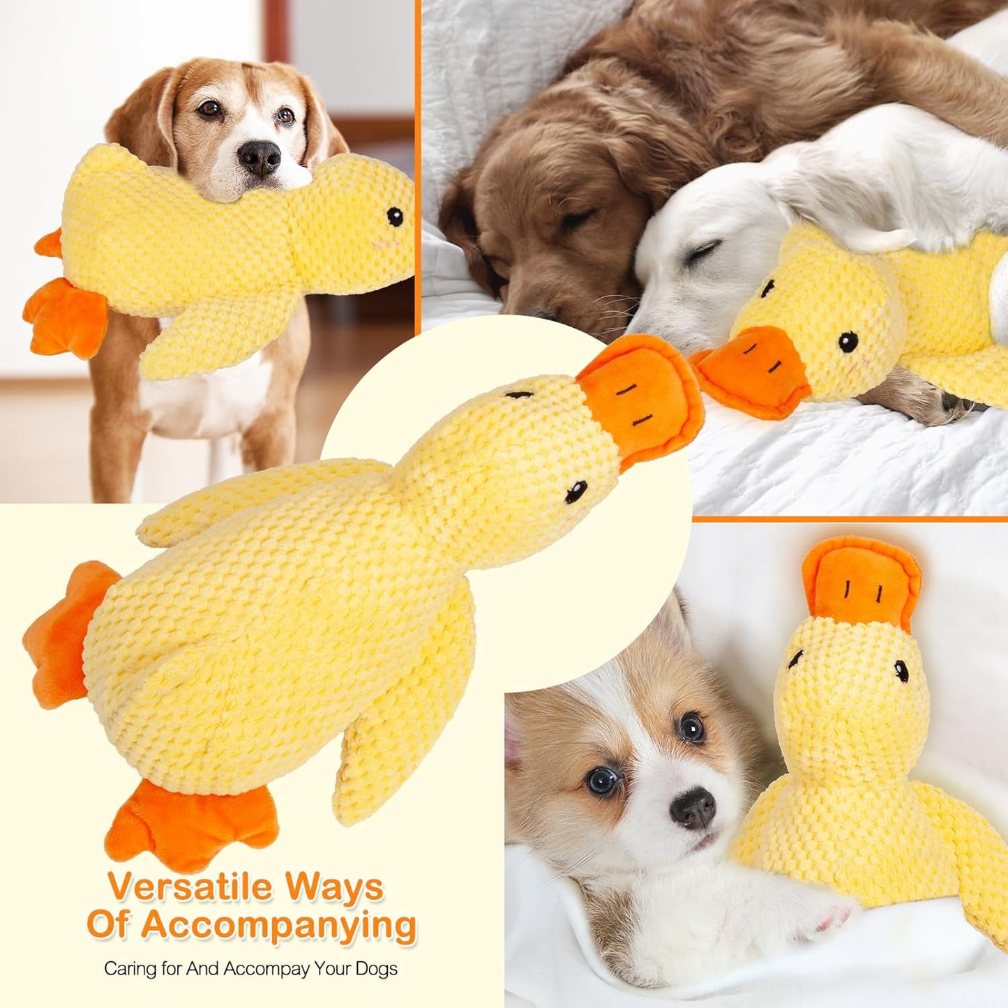 Mellow Dog Calming Duck, 2025 New Yellow Ducks Dog Toy, The Mellow Calming Duck Toy for Dogs, Quacking Sound for Indoor Dogs (Yellow)