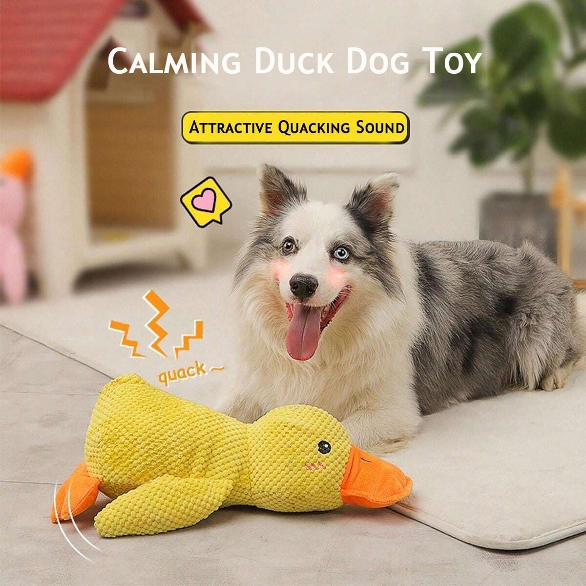 Mellow Dog Calming Duck Toy - Bright Yellow, Soft Squeaker (L-45cm)