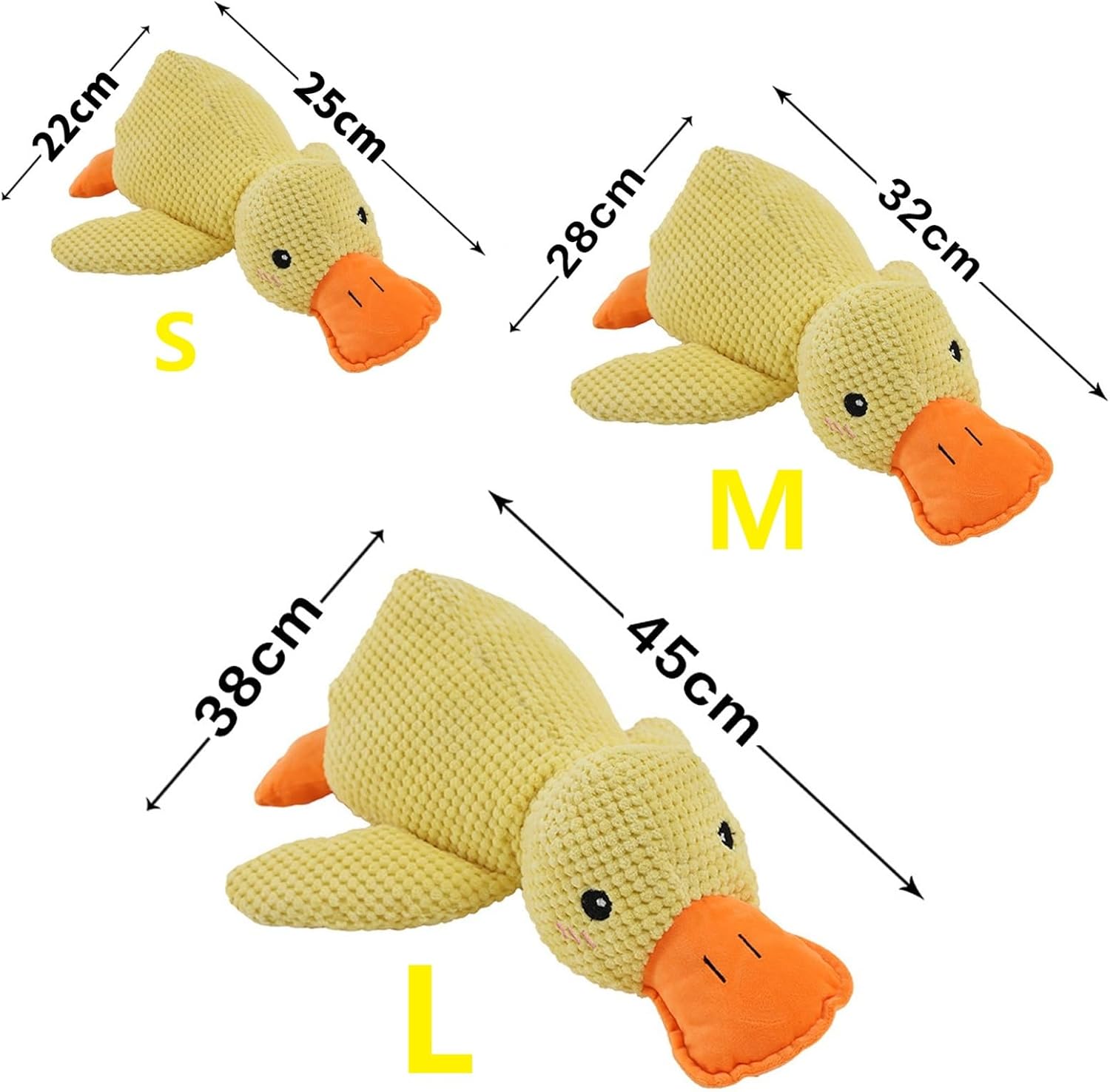Mellow Dog Calming Duck Toy - Bright Yellow, Soft Squeaker (L-45cm)