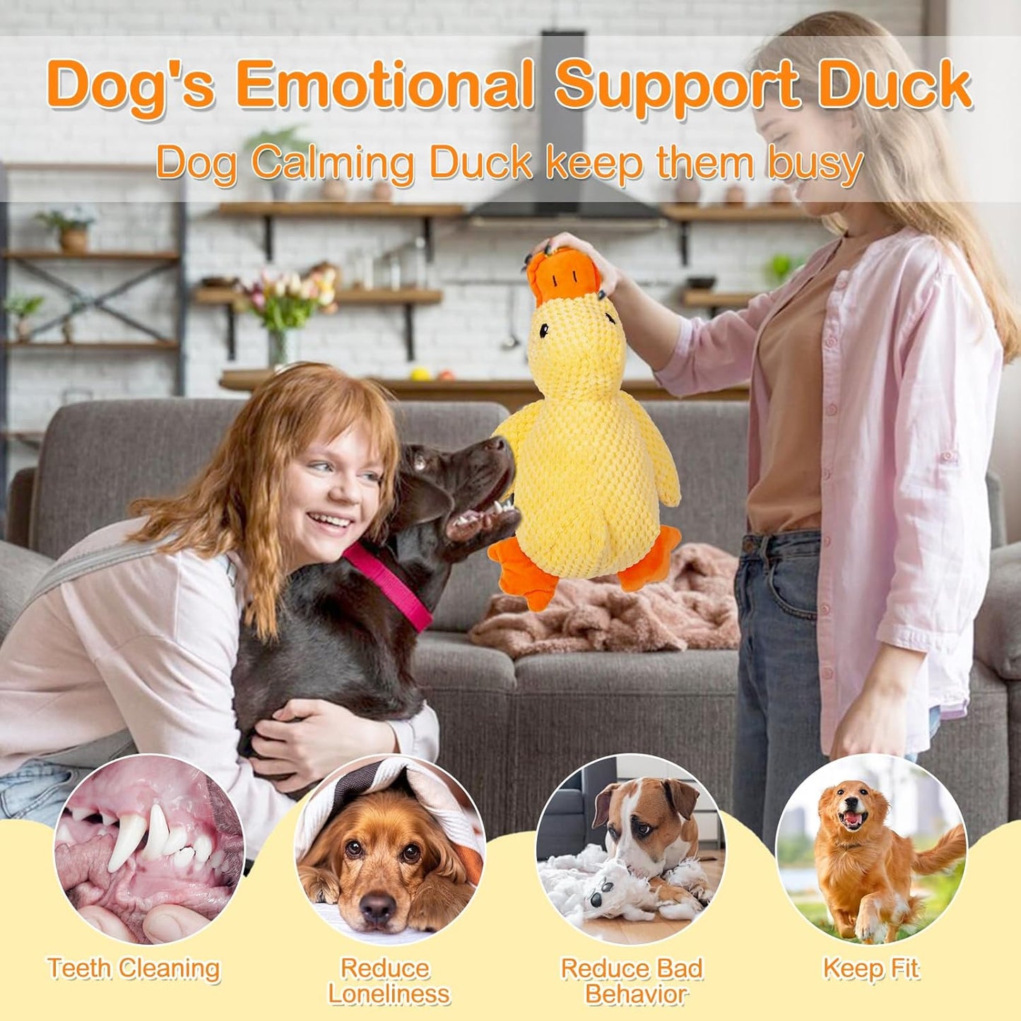 Mellow Dog Calming Duck, 2025 New Yellow Ducks Dog Toy, The Mellow Calming Duck Toy for Dogs, Quacking Sound for Indoor Dogs (Yellow)